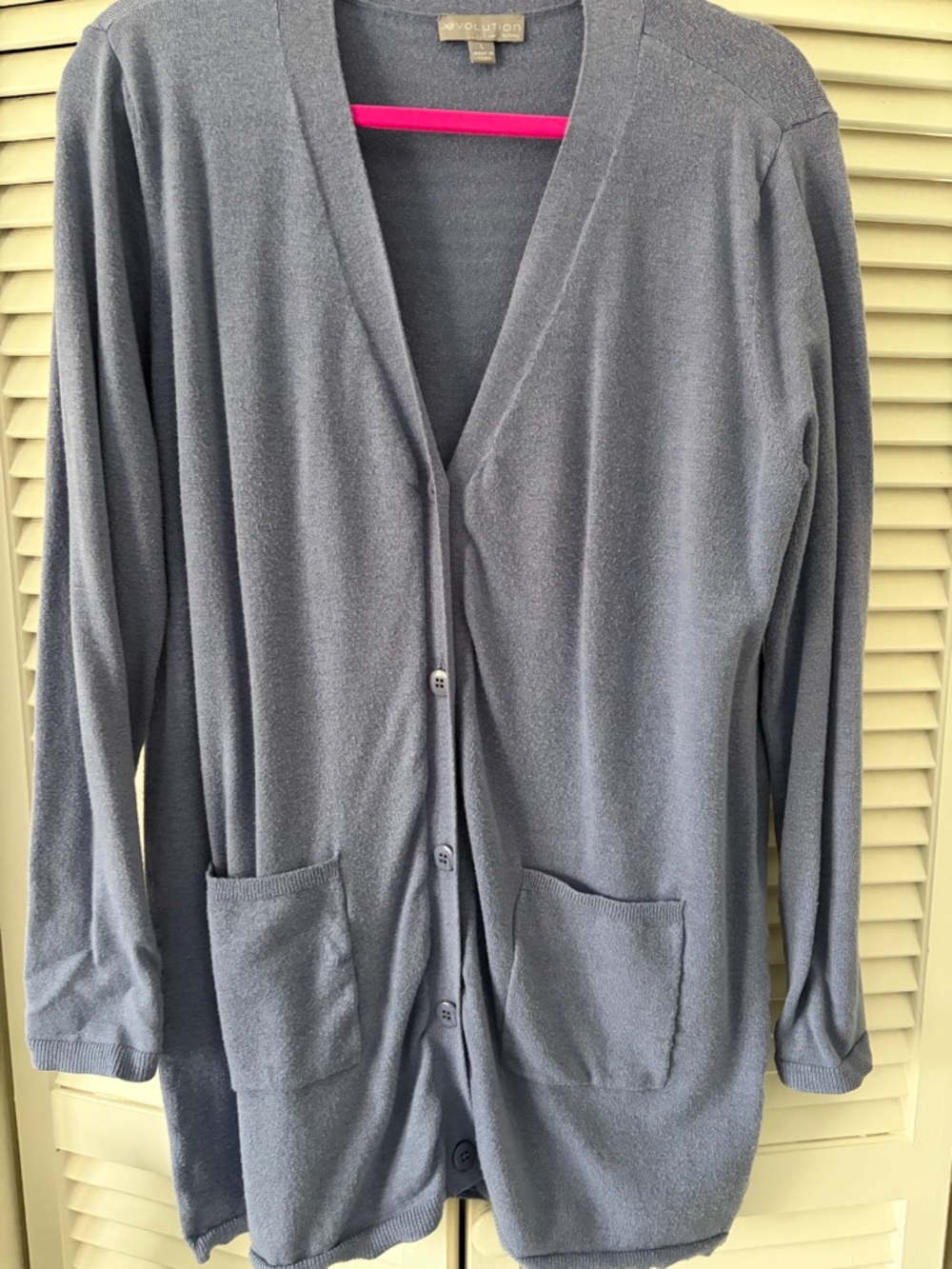 Evolut?on Blue Long Cardigan with Pockets